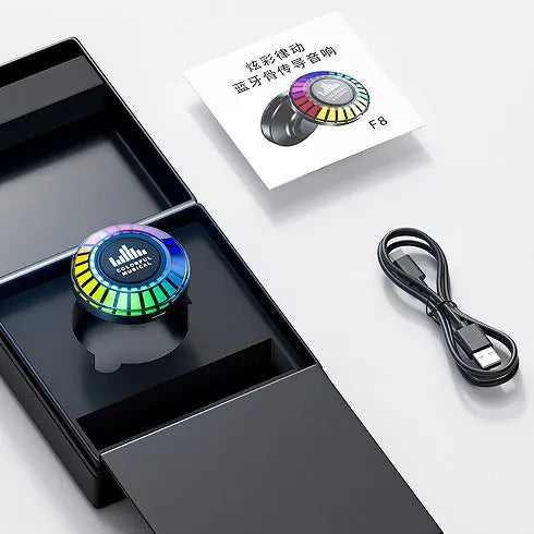 Compact square voice-controlled Bluetooth ambience lamp projecting polar lights