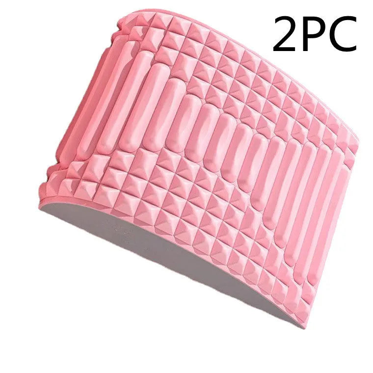 Blue EVA foam back stretcher pillow for lumbar and neck support on a flat surface.