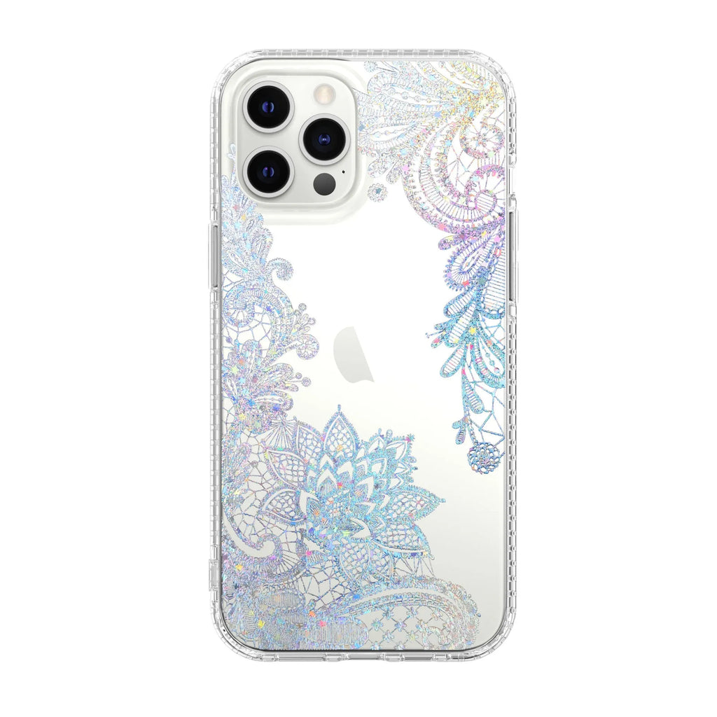 Mosaic marble pattern transparent TPU and acrylic phone case for Apple iPhone with pastel stone colour option