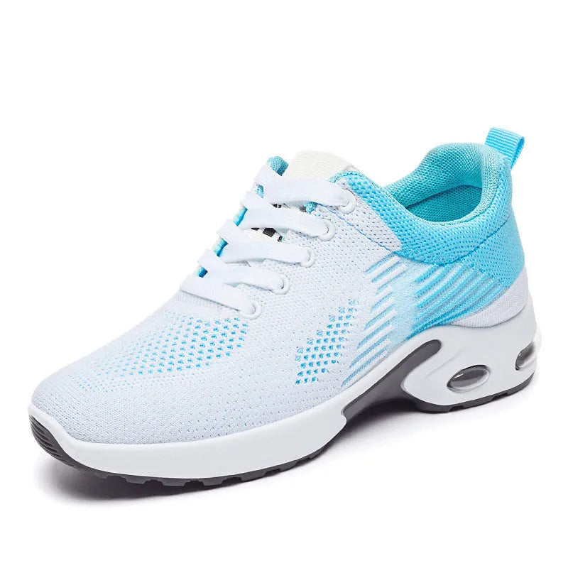 Women's flyknit running shoes in four colours with mesh lining and flat PVC soles