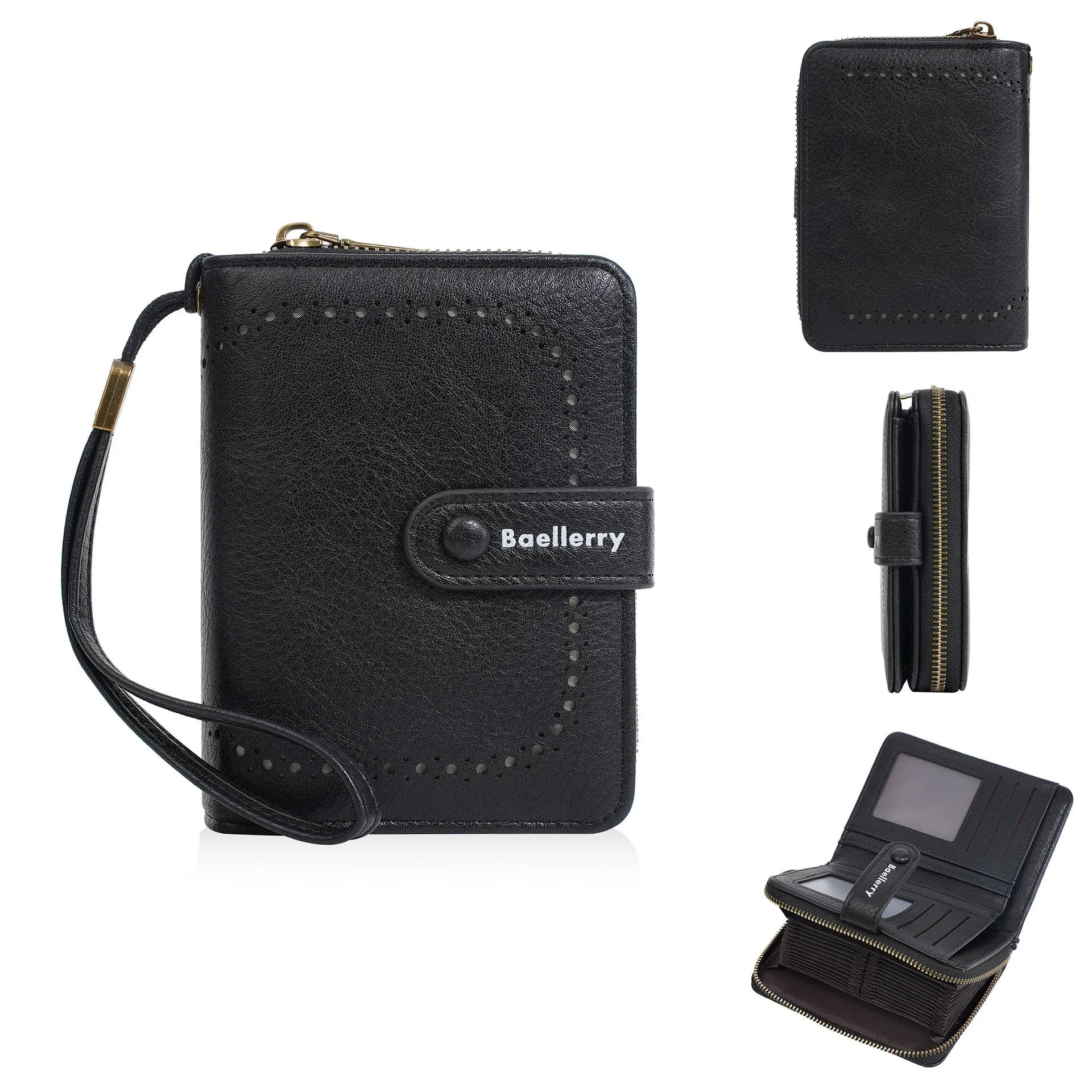 Women's PU leather zipper coin purse in multiple colour options showing card and coin storage compartments