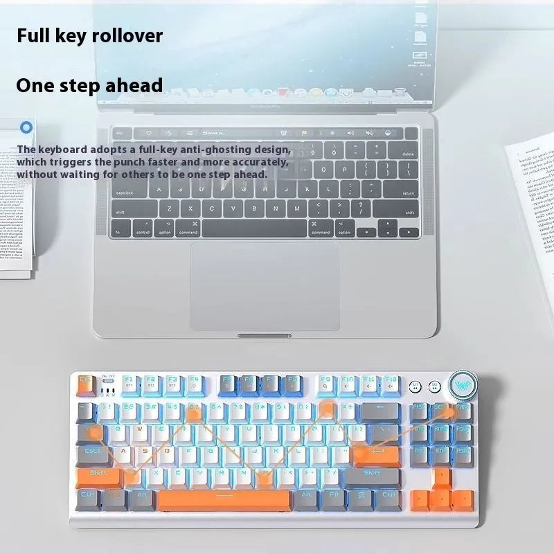 Tarantula wireless mechanical keyboard with side-engraved keycaps showing backlight illumination