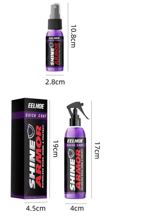 Purple car nano coating spray bottle with microplated crystal formula for exterior protection.