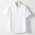 Men's loose lapel linen T-shirt in hemp blend fabric, solid colour short sleeve pullover.