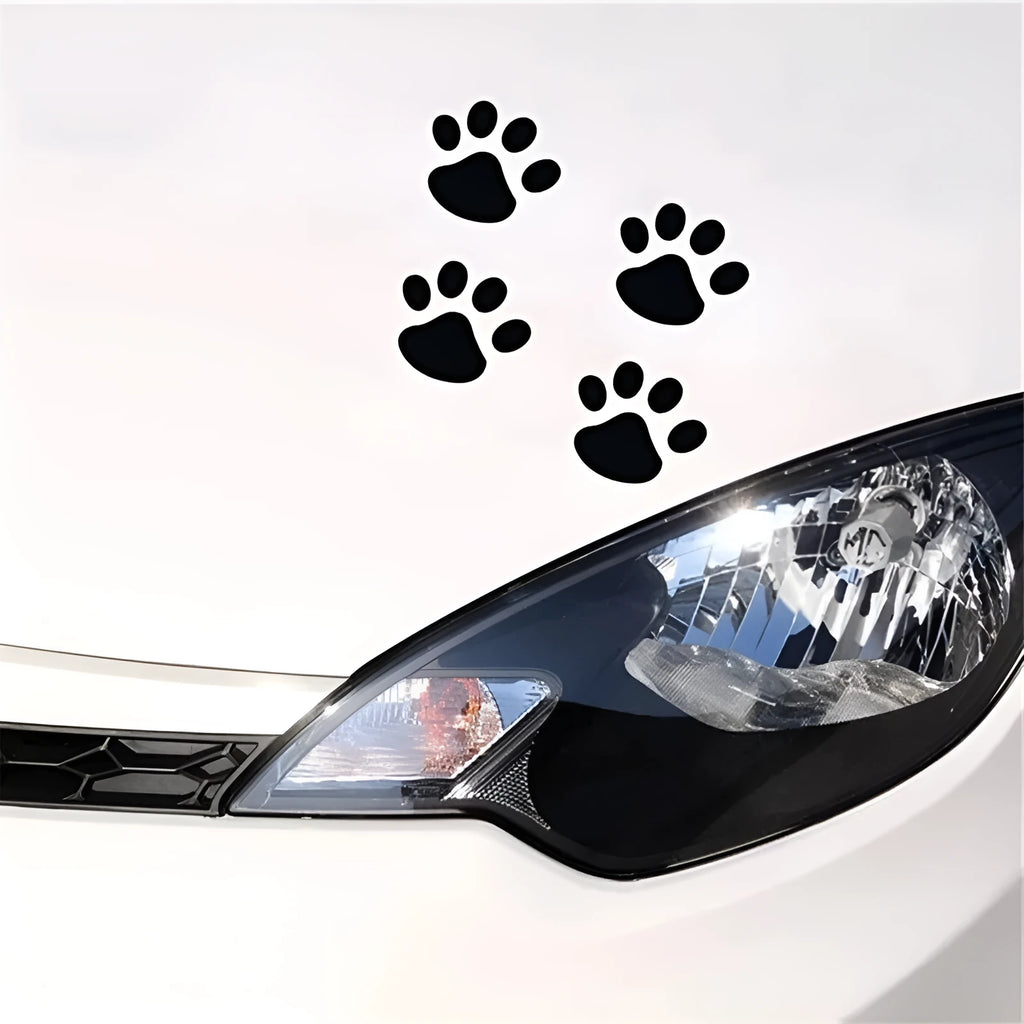 Set of four 6cm panda footprint PVC bumper stickers available in seven colours