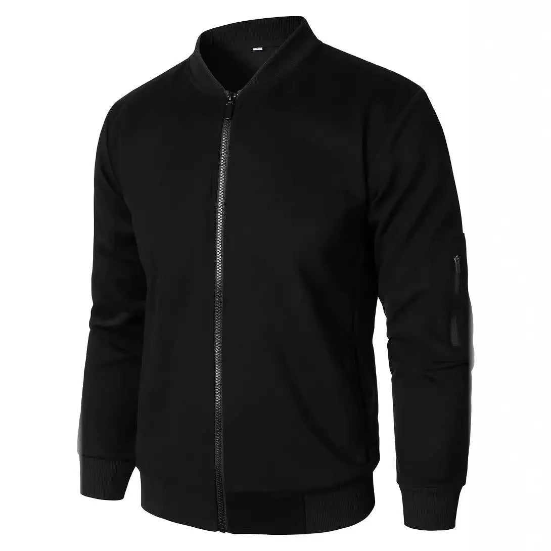 Men's cotton knitted jacket with polyester lining in loose light business style