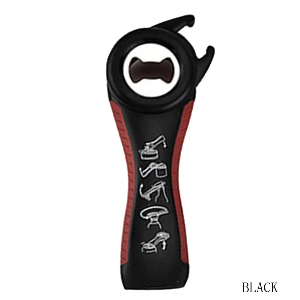 5 in 1 stainless steel can opener and beer bottle opener with PP handle in black colour
