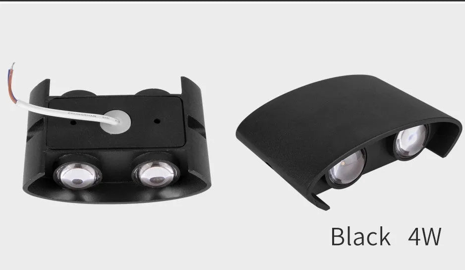 Waterproof LED wall lamp with aluminium shell in white, 60-degree beam angle, outdoor wall mounting
