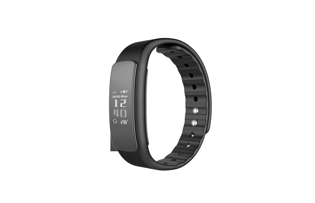 I6 Smart Sports Bracelet with black or green TPU wristband and 0.96-inch touch screen on wrist.