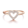 Fashion Fresh Heart ring in gold tone with white stone on copper base, women's size No 7