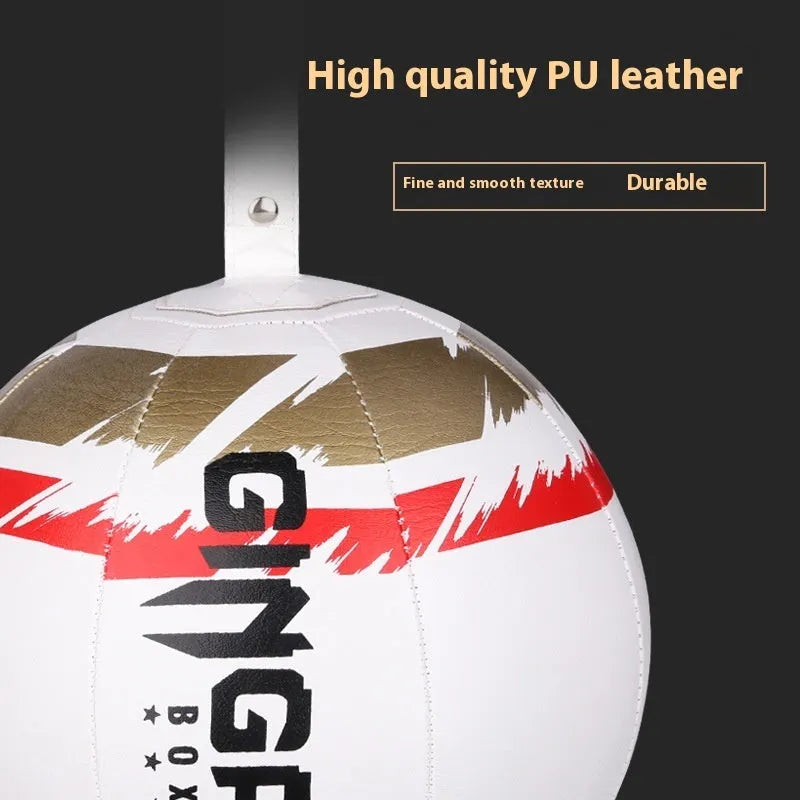 Hanging boxing speed ball training equipment in black, black and green, or white PU construction