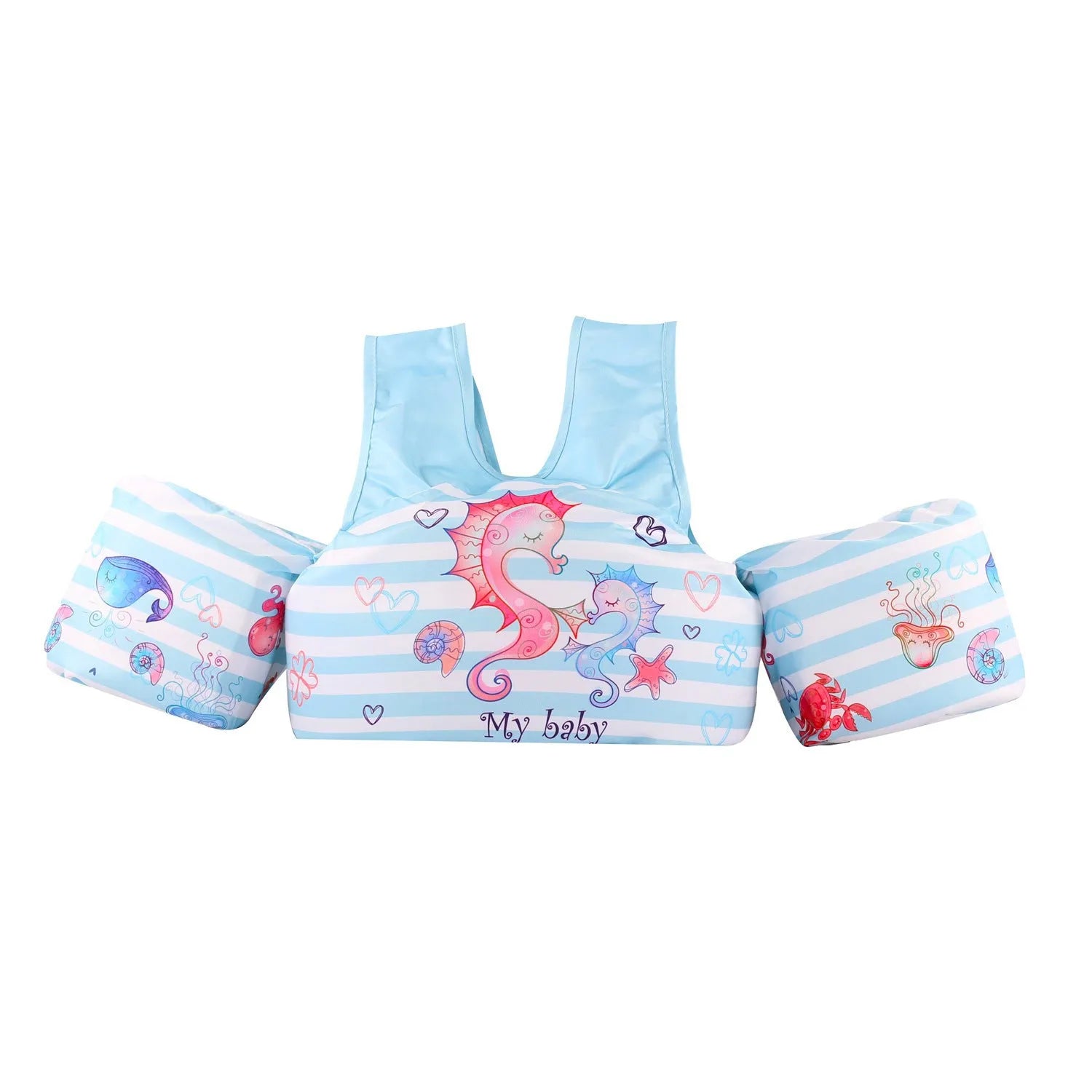 Cartoon-themed children's inflatable arm swimming ring life jacket in polyester.