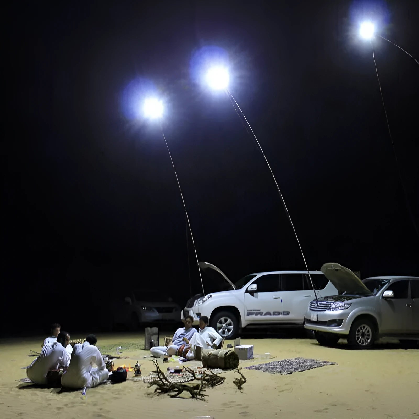 White LED fishing rod light with remote control for night fishing illumination