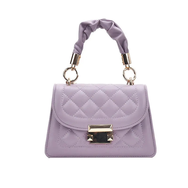 Women's rhombus shoulder bag in Korean style with PU fabric and fixed 112cm strap