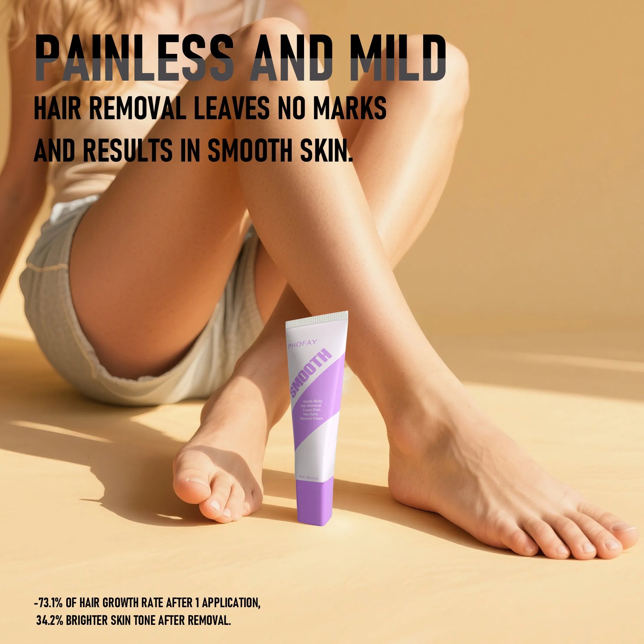 PHOFAY pain-free hair removal cream tube with applicator scraper