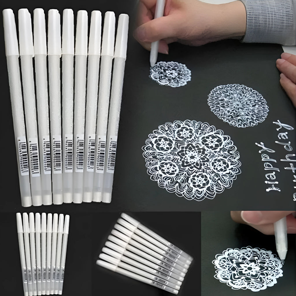 Touchnew black card hand-painted highlight pen with 0.8mm tip in golden, silver, and white colours