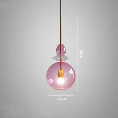 Glass bar counter chandelier with macaron candy design and adjustable height