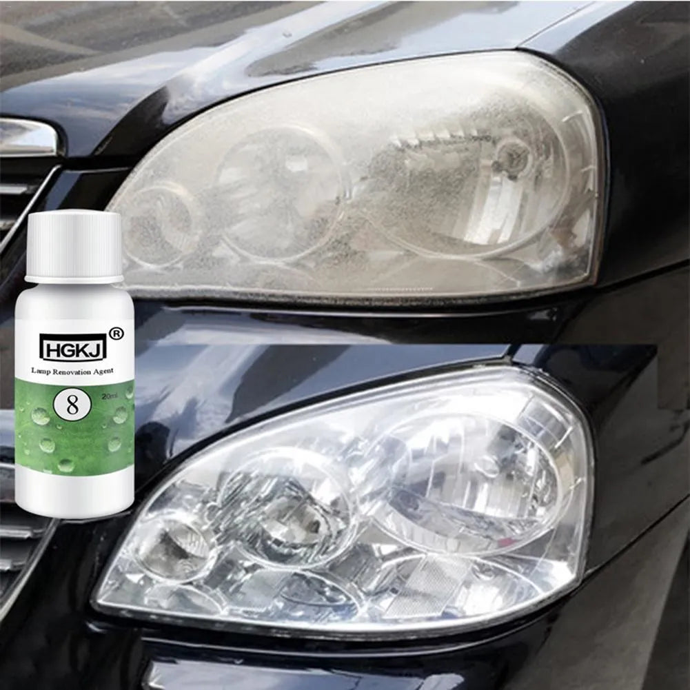 Car headlight repair agent bottle in 50ml size with sandpaper and tape for headlight restoration