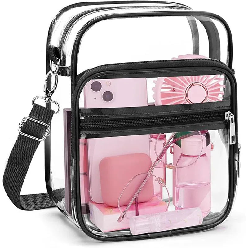 PVC cube-style crossbody bag in multiple colours with waterproof construction and organised storage compartments