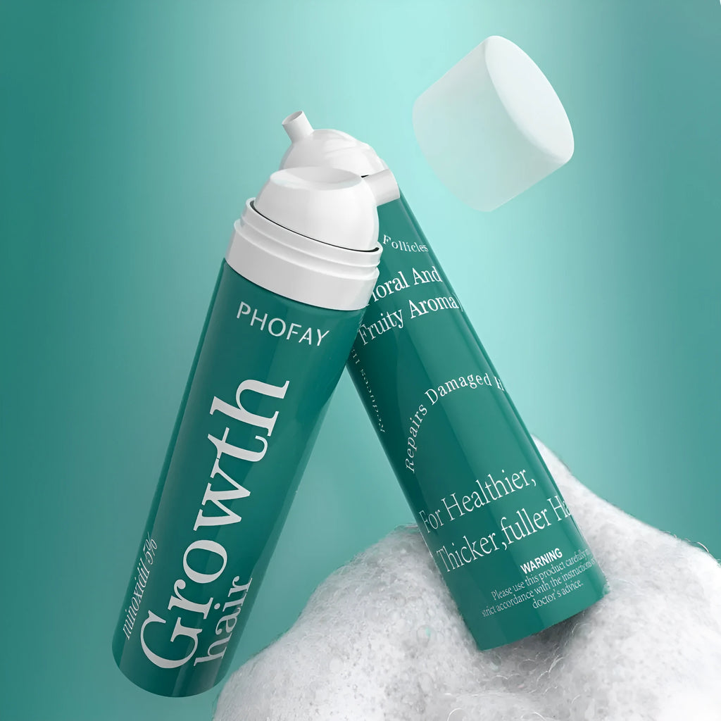 Can of CH004 Minoxidil 5% anti-hair loss mousse foam spray with applicator.