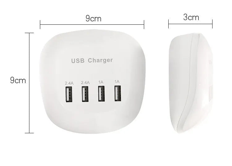 USB wall charger with EU and US plug options for smartphone and tablet charging