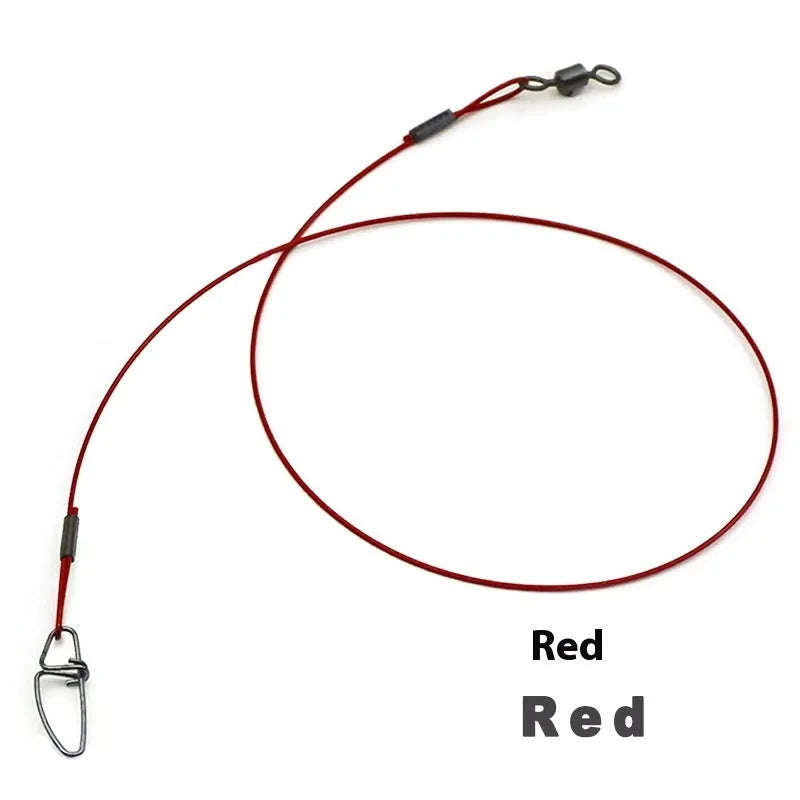 54cm anti-bite steel wire fishing double buckle pins in green, black and red colours