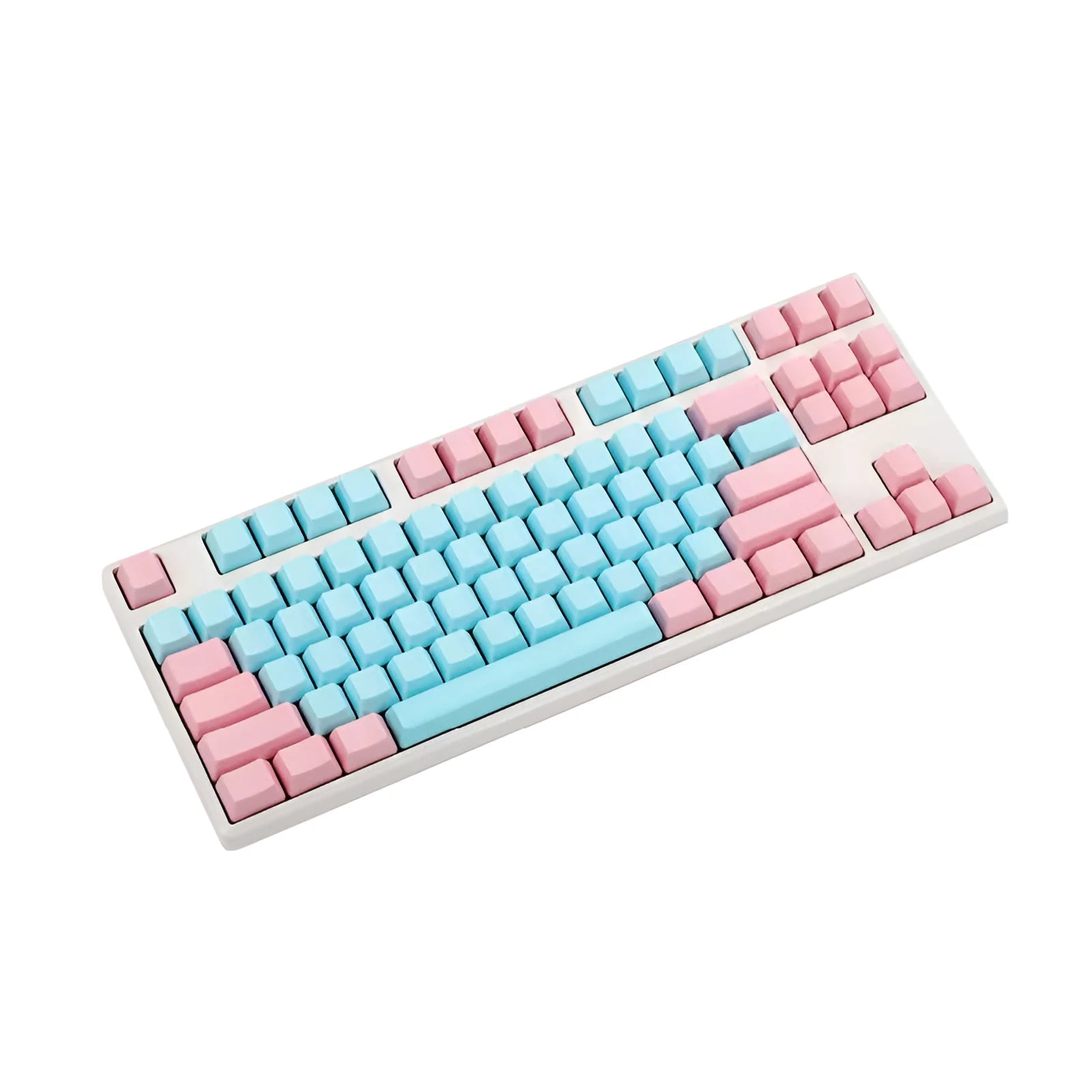 Pink PBT keycap set with side engraving for mechanical keyboards in 104, 87, and 61-key layouts