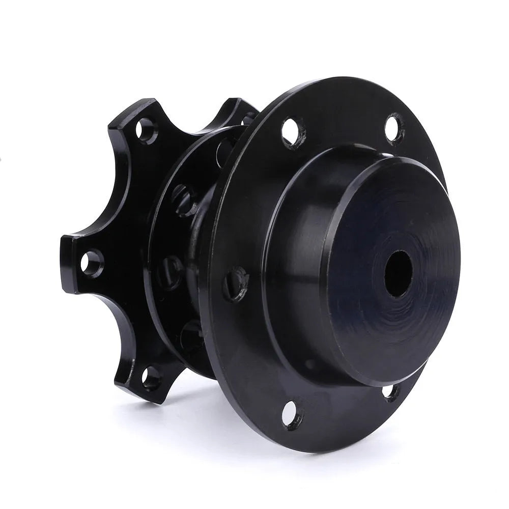 Car quick release steering wheel adapter device in black, red, blue, silver, and gold colour options.