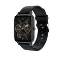 H80 black smart watch with 1.69-inch screen on a silicone strap, displaying ECG and heart rate data