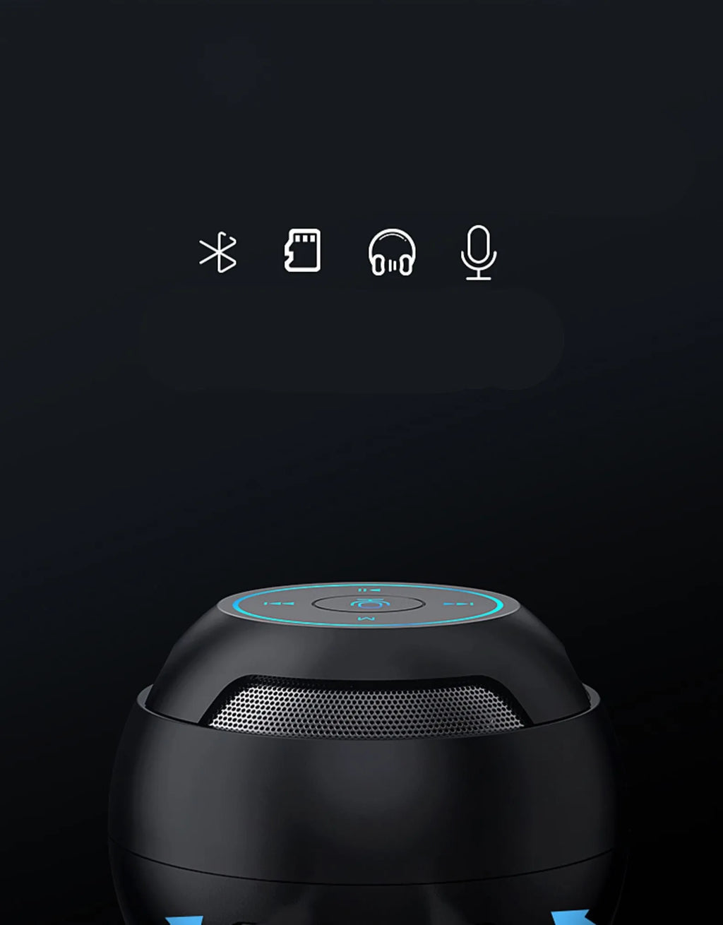 Mini portable Bluetooth speaker in sky blue with subwoofer, 76mm size, USB rechargeable