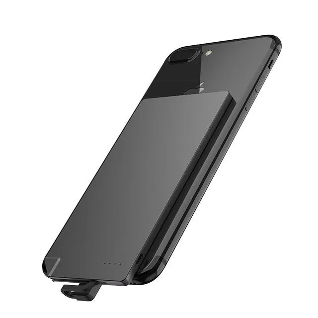 Silver graphene power bank showing slim 4mm profile with Apple and Android compatibility