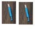 Needle threader insertion tool for sewing machine, plastic and metal, 7.2cm length, shown on white background