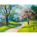 Landscape paint by numbers DIY kit with 40x50cm linen canvas and set of acrylic paints.
