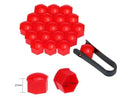 Set of nylon car wheel nut covers in various colours and sizes for rust protection