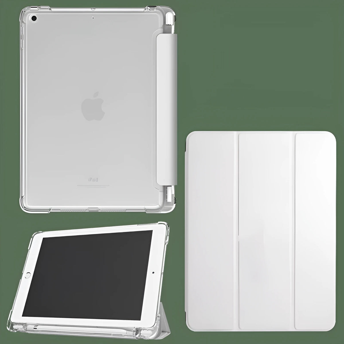 Compatible iPad Air 4 imitation leather protective sleeve with tri-fold transparent pen tray and built-in pen slot