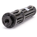 Black aluminium extended flashlight with laser indicator and tail cap switch.