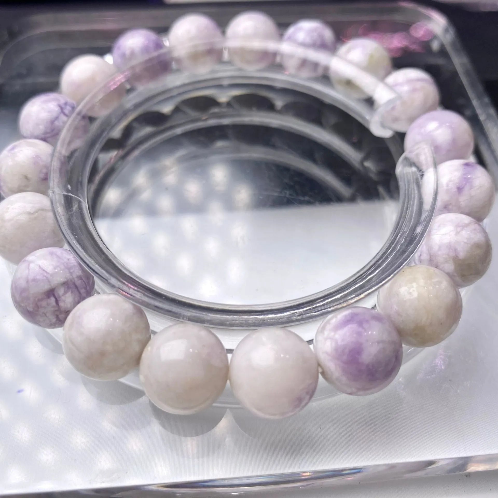 Purple turquoise women's bracelet with adjustable closure showing natural gemstone beads