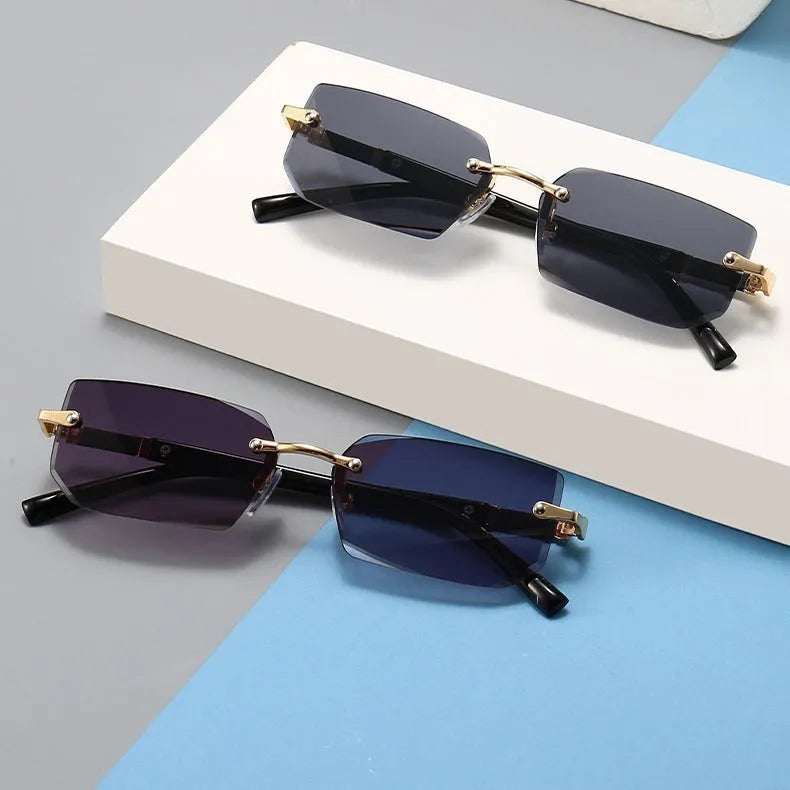 Men's frameless fashion sunglasses in water drop style black colour for outdoor sports and party wear