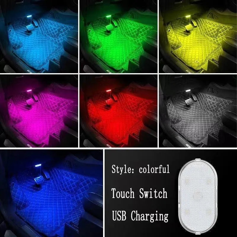 Car interior LED induction reading light with touch control in white, blue, ice blue, and pink purple colours