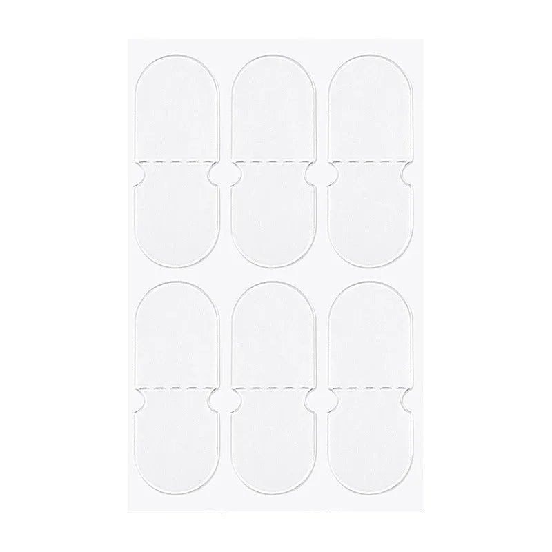 Transparent and frosted disposable ear patches showing adhesive backing and 0.1cm thickness