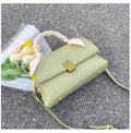 Horizontal square PU shoulder handbag for business commuting with phone pocket and zippered compartment