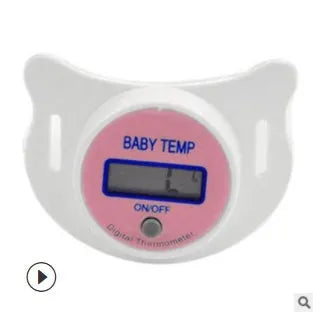 Baby pacifier digital thermometer with LCD display in pink and blue colours