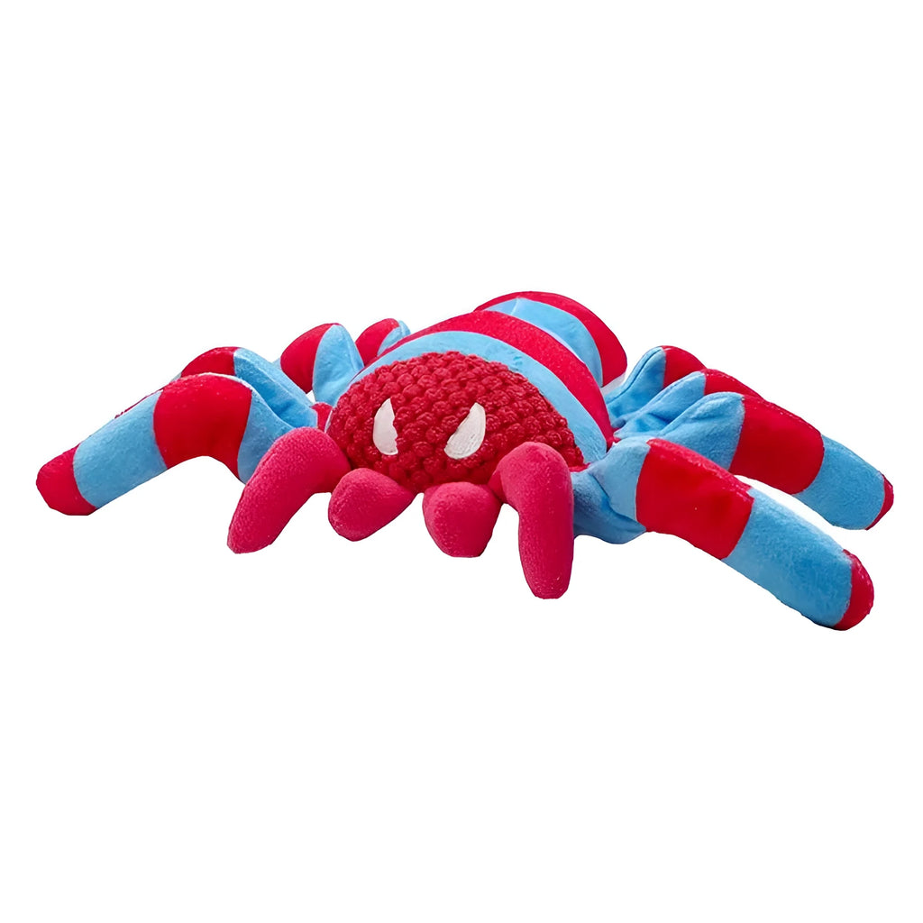 Red plush teddy dog toy with bite-resistant construction and squeaker for medium/large puppies