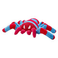 Red plush teddy dog toy with bite-resistant construction and squeaker for medium/large puppies
