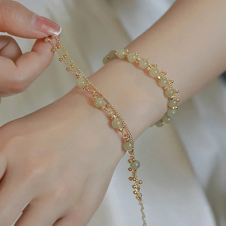 Natural Hetian Jade bracelet with princess running beaded style