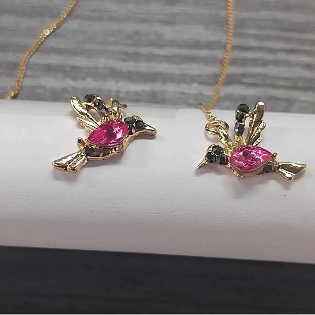 Long drop bird earrings for women with zirconium wings in blue, red, or red lvzuan colours.