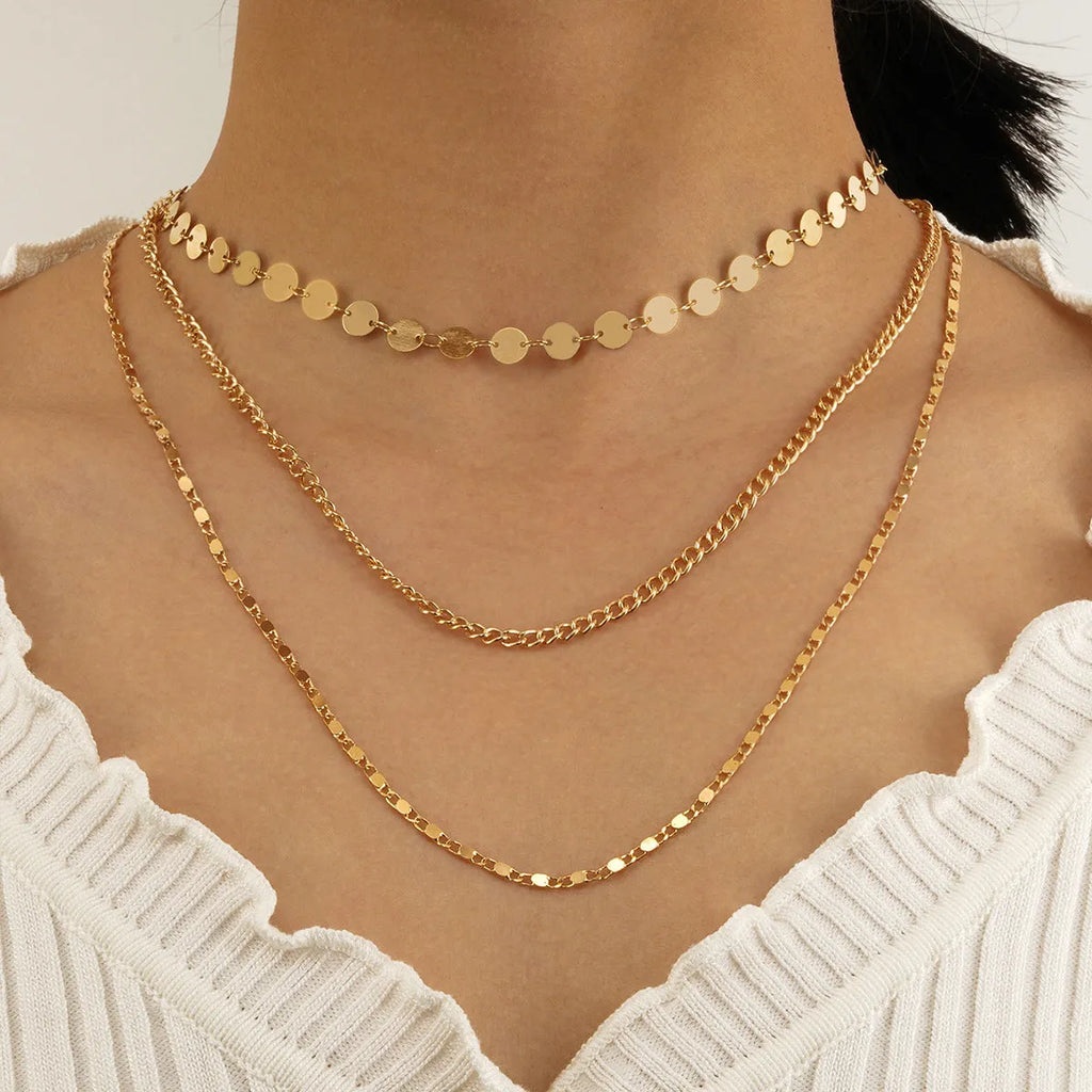 Ferrero Double Hole Wafer Necklace Set electroplated iron U-shaped chic style 0512 colour