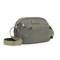 Pleated Oxford cloth crossbody messenger bag in a horizontal square shape with a phone compartment.