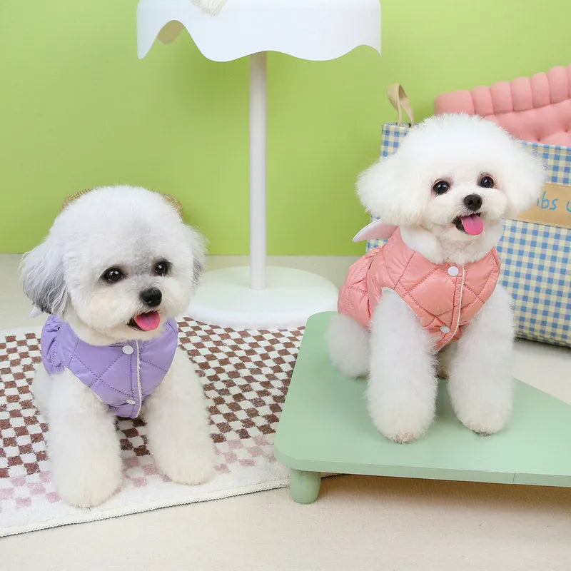 Pink polyester dog skirt with angel wings for small pets