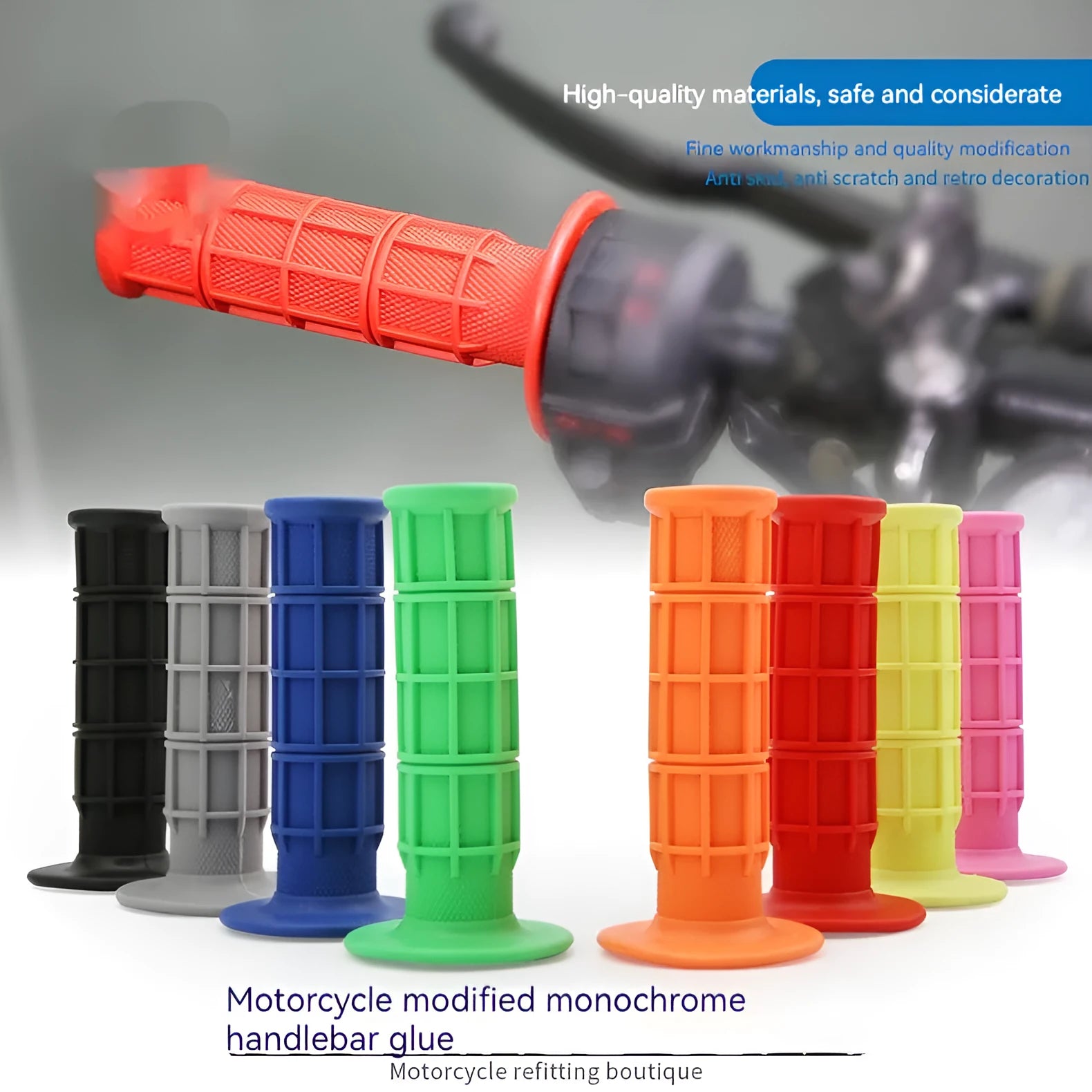 22mm rubber motorcycle handlebar grip covers in eight colour options